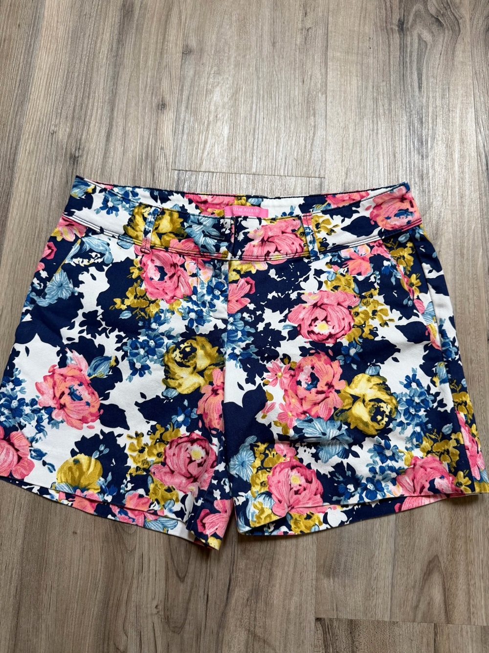 Isaac Mizrahi Floral Shorts — Navy, Pink & Yellow